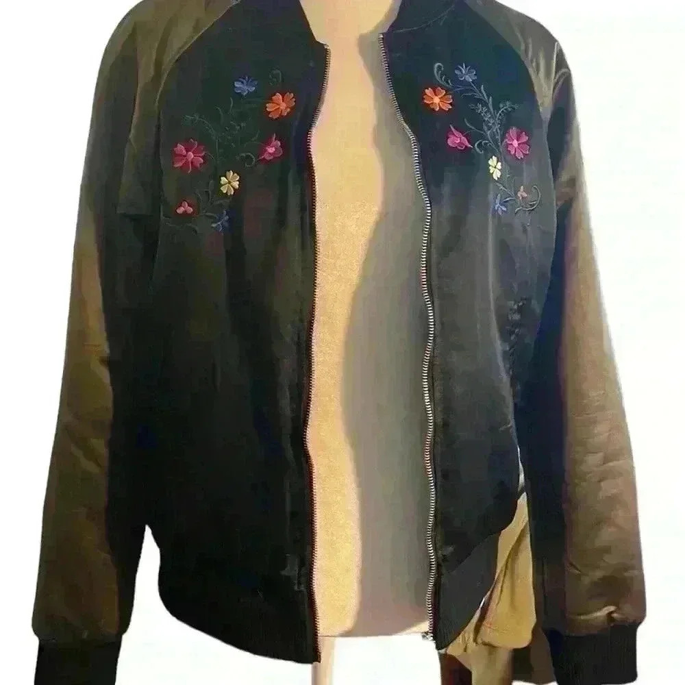 LOVE DESTROYED Embroidered Bomber Jacket Size Medium​ - Picture 4 of 7